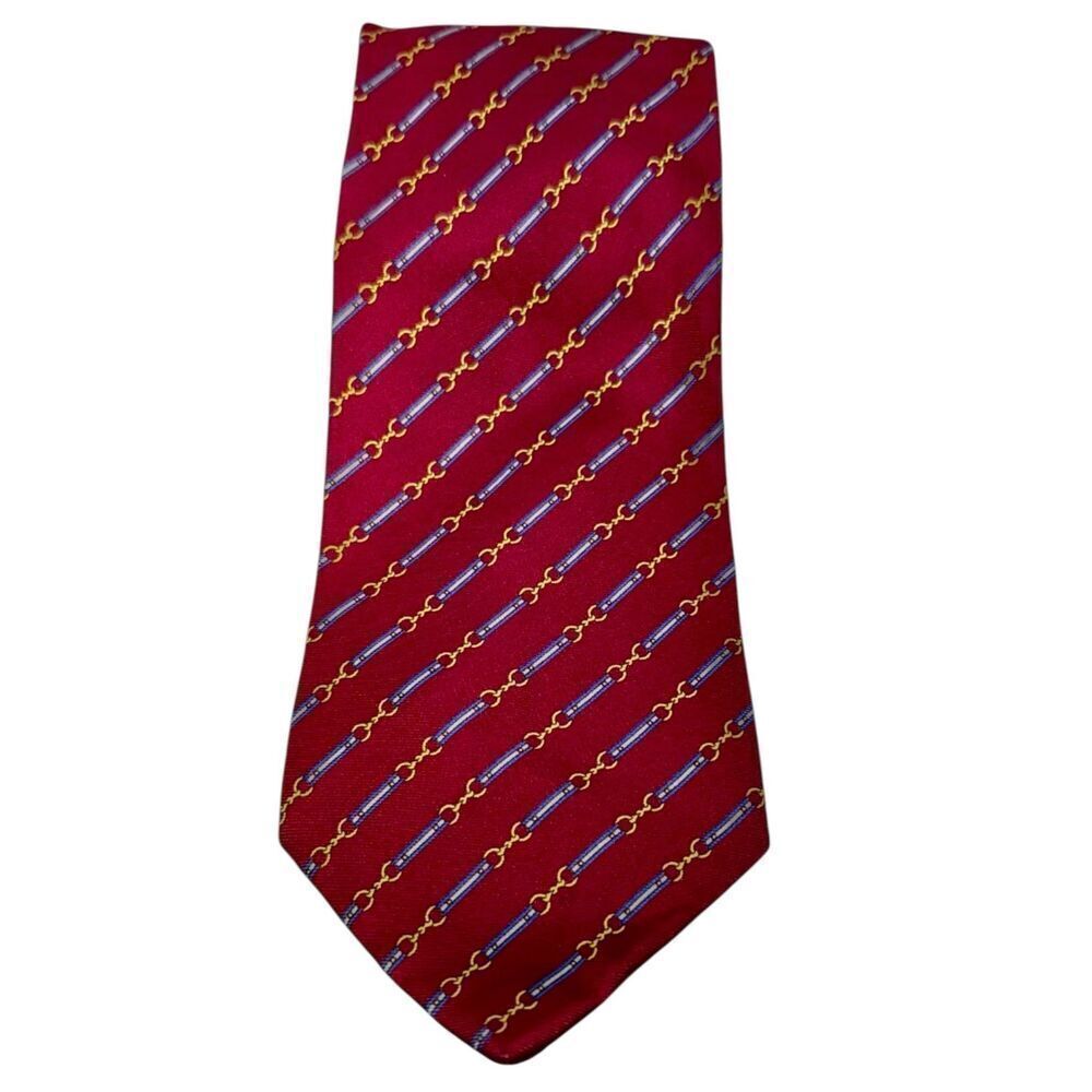 John Comfort Men’s Necktie 100% Silk England Horse Bit Equestrian Vintage